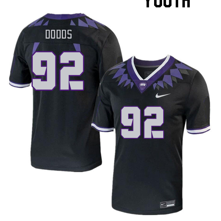 Youth #92 Luke Dodds TCU Horned Frogs 2023 College Footbal Jerseys Stitched-Black - Click Image to Close
